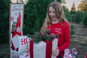 girl sees christmas present